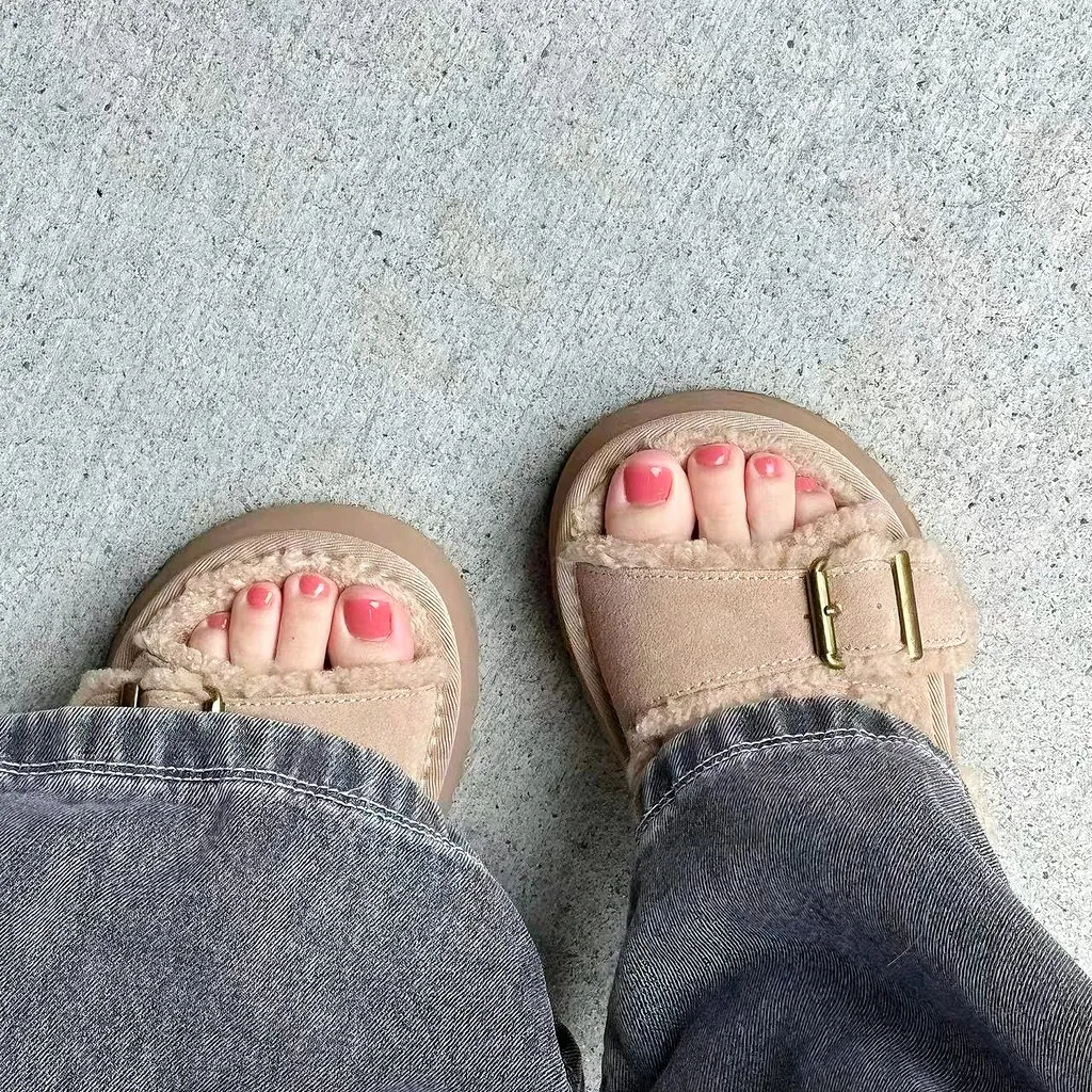 Soft pink gel pedicure on bare feet at L2 Nail Salon, the gel-only pedicure studio in Mountain View