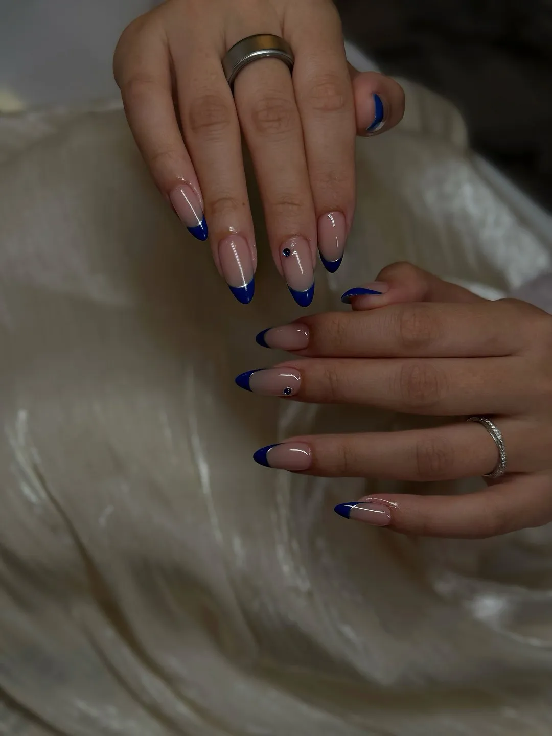 Navy almond French Gel-X at L2 Nail Salon Mountain View