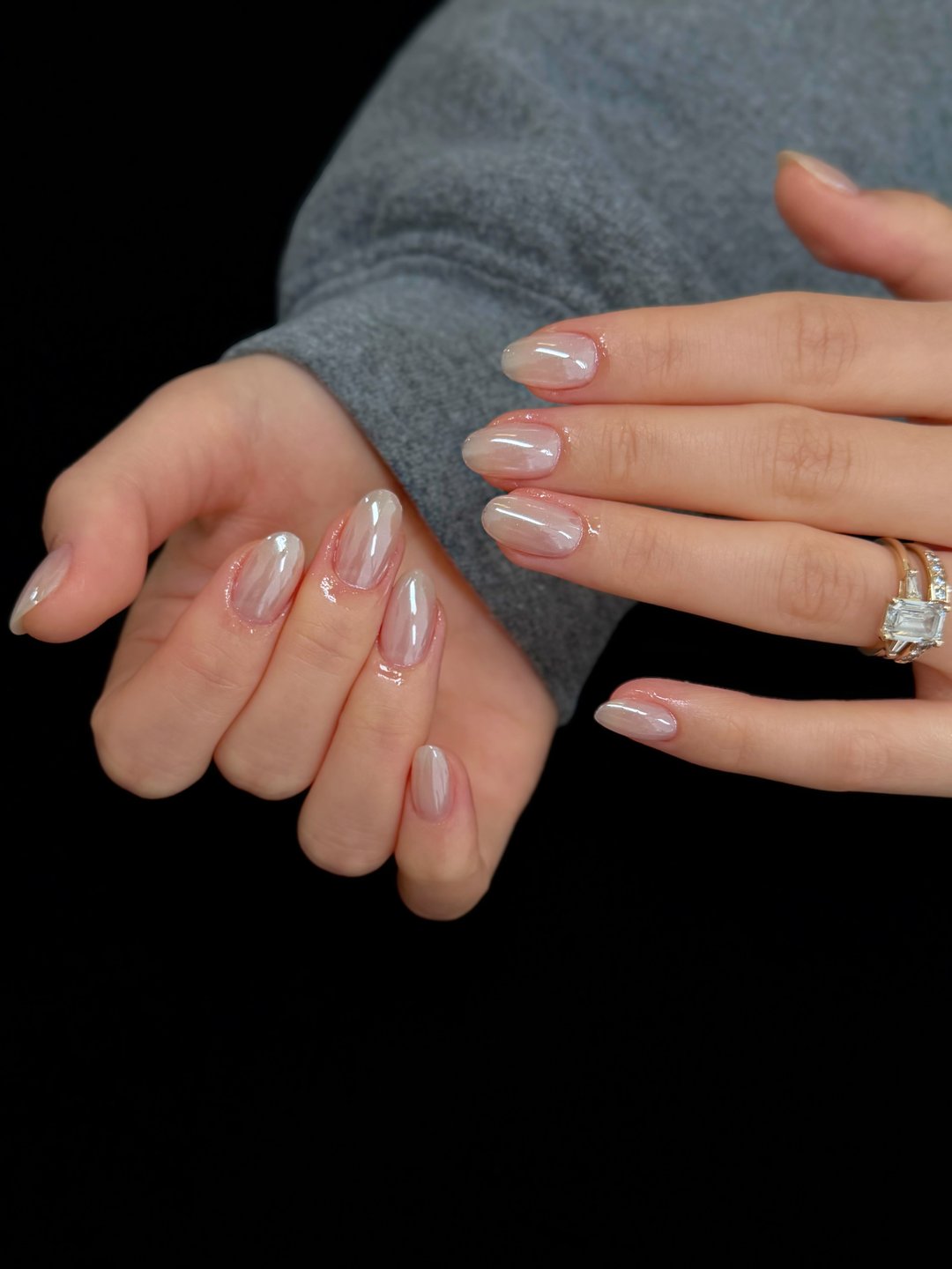 Soft pearl shimmer Gel-X at L2 Nail Salon Mountain View