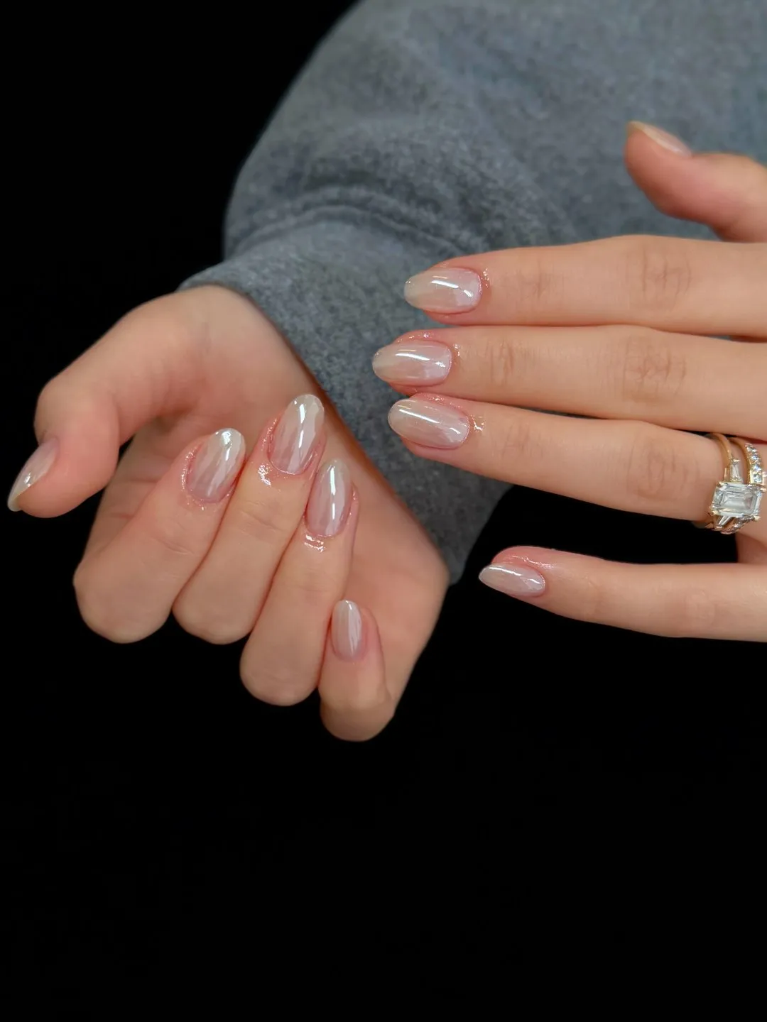 Soft pearl shimmer Gel-X at L2 Nail Salon Mountain View
