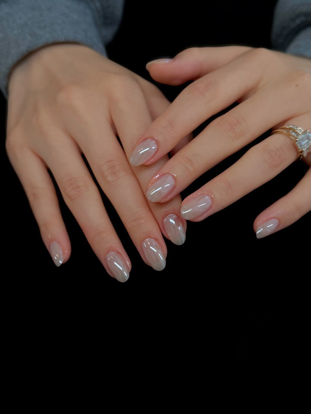 Silver chrome Gel-X at L2 Nail Salon Mountain View