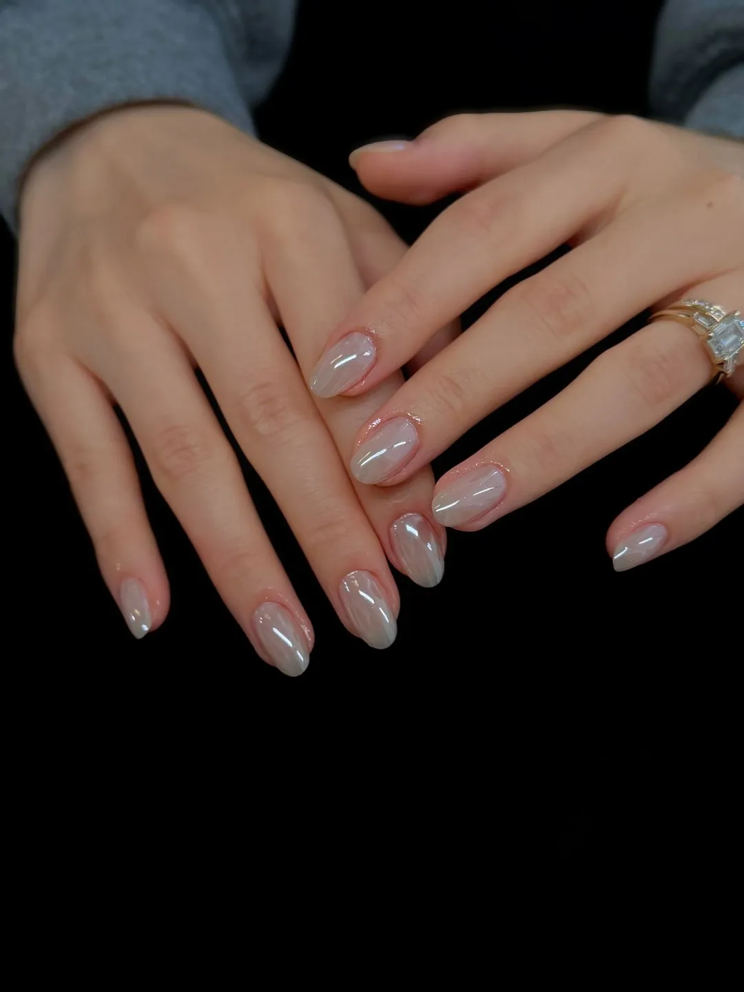 Silver chrome Gel-X at L2 Nail Salon Mountain View