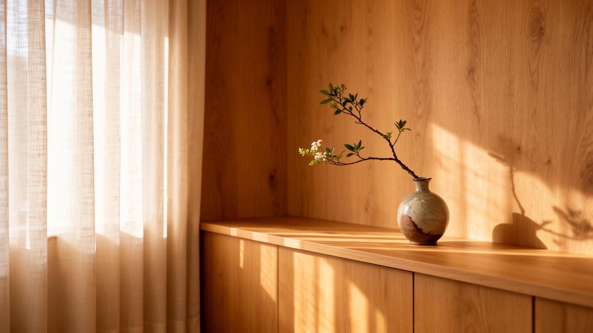 Warm oak interior of Pure Hair Spa Mountain View with soft natural light